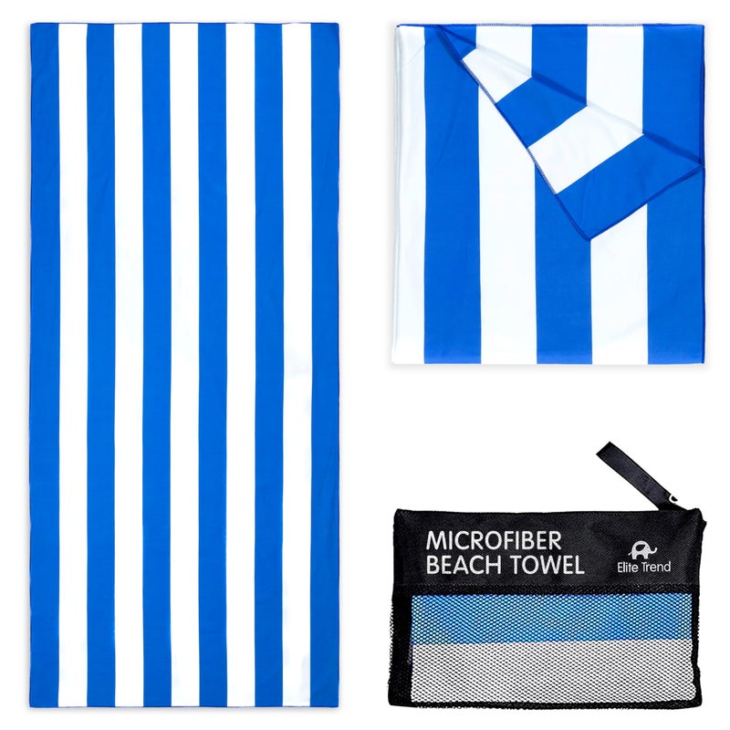 Elite Trend Quick Dry Towel Extra Large 78x35 Inch - Microfiber Beach Towel - Perfect for Beach, Travel, Swimming, Pool, Yoga, Hiking, Camping - Lightweight, Fast Drying, Compact for Adults (Cabana Blue) - Image 1